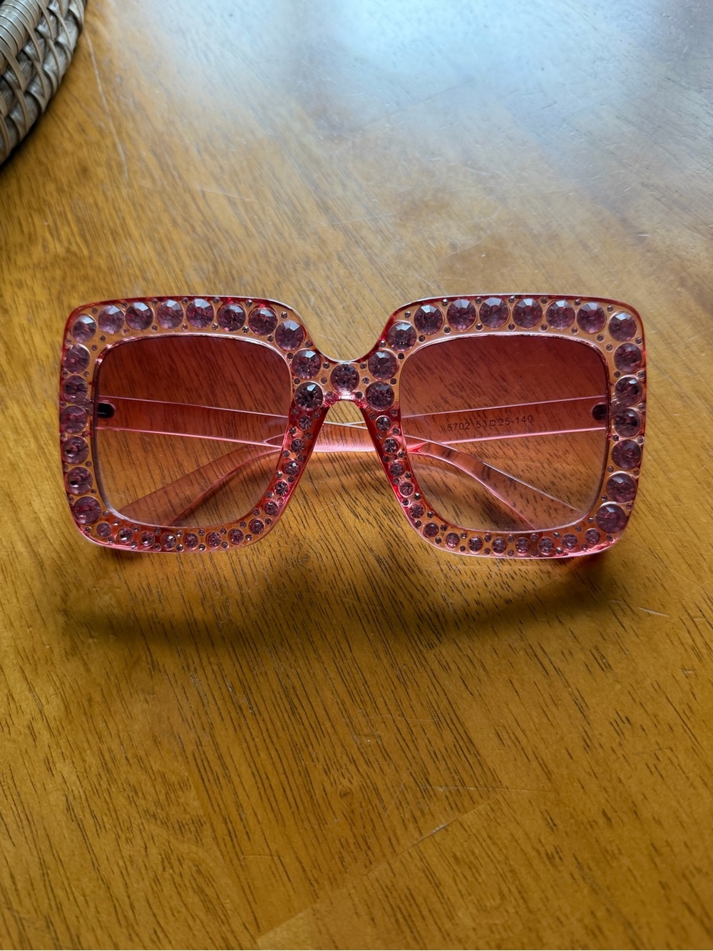 Pink Oversized Crystal Rhinestone Sunglasses